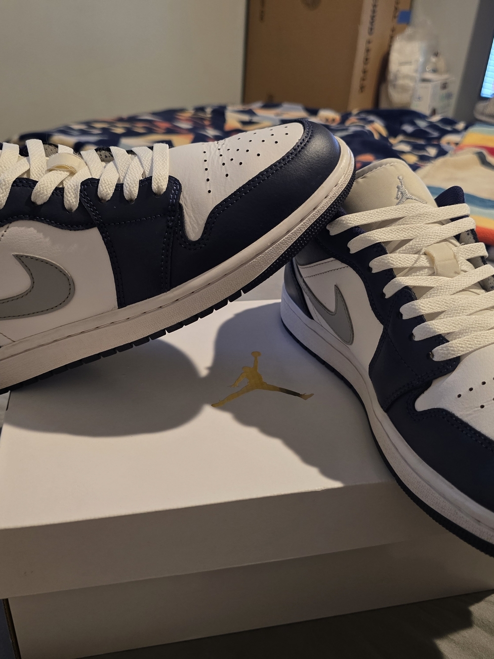 Air Jordan 1 Low True Blue Cement Grey White Size 10 like new... NO ORIGINAL BOX